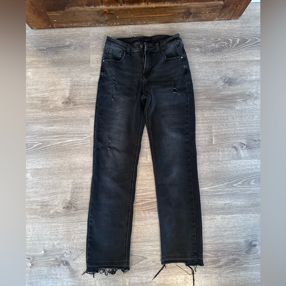 Black Distressed Flare Jeans